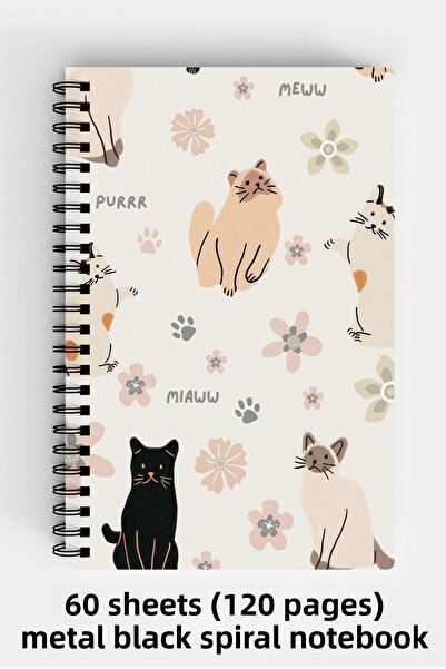 Anime Marketi Retro Aesthetic Design A5 Spiral Hard Cover Notebook 120 Sheets