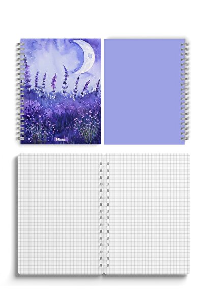 Miona A5 Spiral Cardboard Cover Set of 2 80 Gram 60 Sheets Checkered School Notebook, Notebook