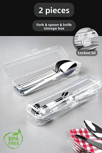 Meleni Home 2 bucăți portabil pentru tacâmuri - recipient transparent pentru ...
