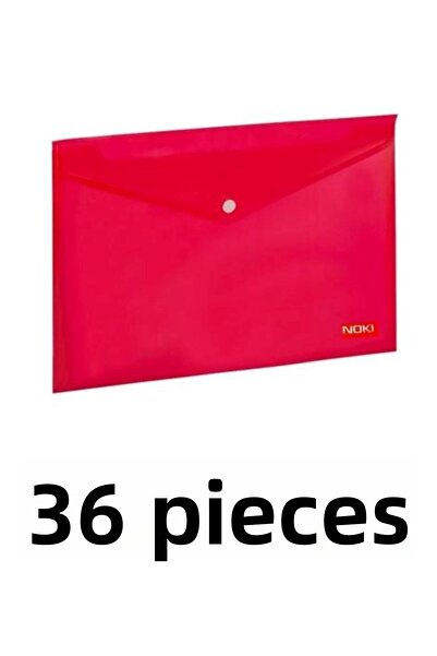 Noki 36 Pieces Transparent A4 Snap Fastener File Envelope File Red