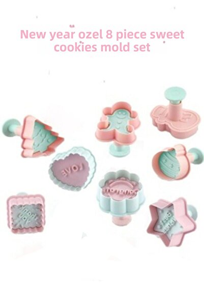 Bayev 8 Pieces Press-on Cookie Mold Set 3103-3133 Gingerbreadman Pine Tree Christmas Series