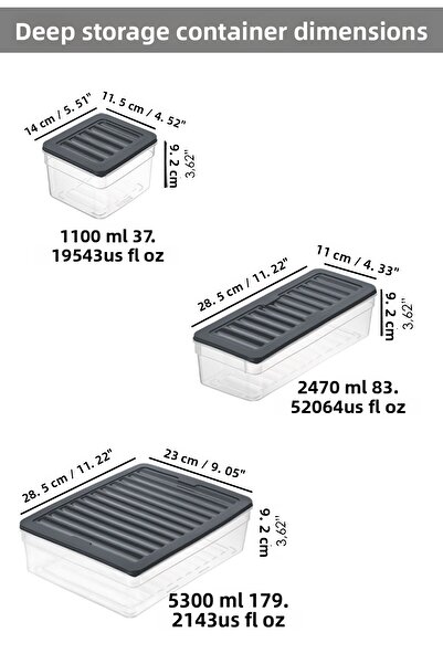 Meleni Home Set of 30 Anthracite Color Microwave Food Food and Organizer - Deep and Shallow Storage Container
