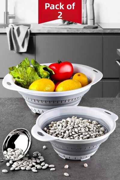 Open Home Concept مجموعة من 2 مصفاة قابلة للطي من الأكورديون - طقم مهر قابل ل...