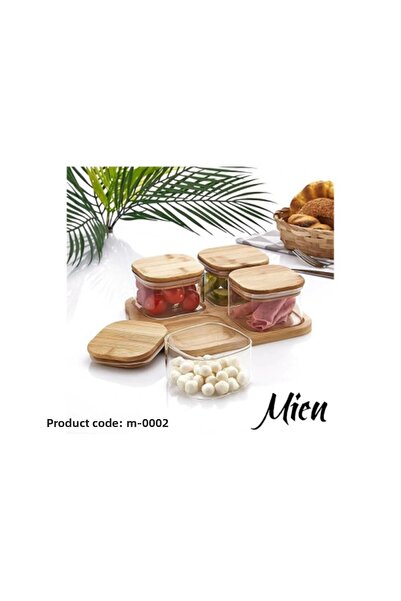 MİEN طقم إفطار مكون من 4 قطع بغطاء من الخيزران، طقم أطباق للوجبات الخفيفة من ...