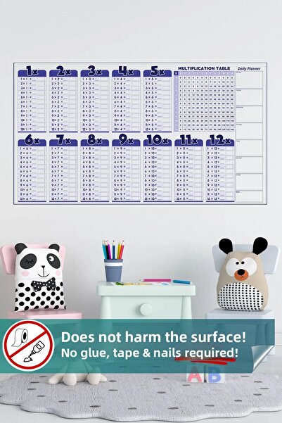 Pi Papers جدول الضرب باللغة الإنجليزية - ورق ذكي سحري يلتصق بالكهرباء الساكنة (الإنجليزية)