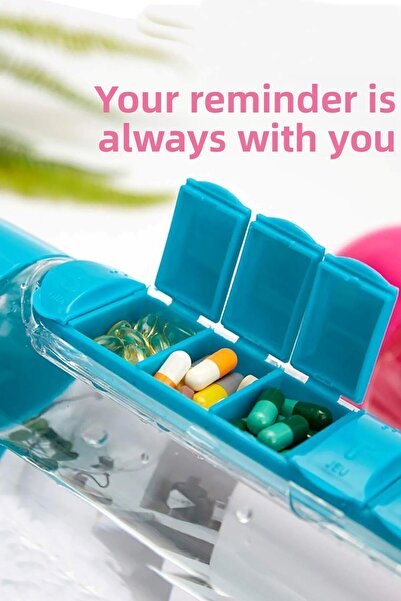 CARNIVAL LAND - Pillbox 7 Compartments Medicine Boxed Flask 600ml Medicine Storage Box and Water Bottle