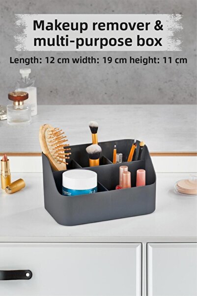 HSDemirci Cutie de machiaj afumată și organizator cosmetic și cutie multifunc...