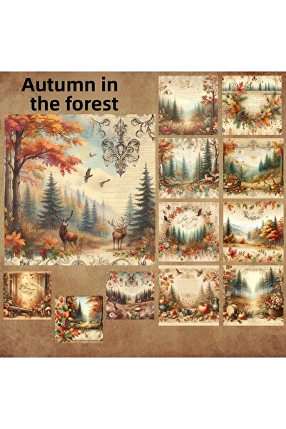 Pink Swan Craft الخريف في الغابة - مجموعة ملصقات سكرابوك مكونة من 12 قطعة