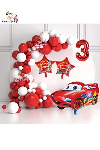 Bkmc Star Car 3 ani Concept roșu alb cu baloane din folie Set petrecere anive...