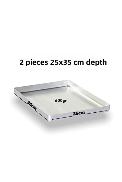 Yıldız çelik 2 Pieces Baklava and Pastry Tray Set, 25X35 Cm, 4 cm High