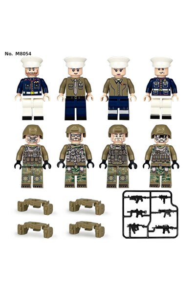 marimari 8Pcs American Army Marine Infantry Building Blocks Mini Figure