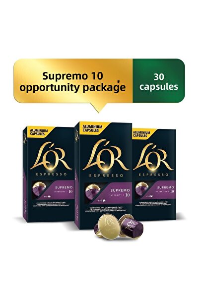 L'OR Supremo Intensity 10 - حزمة عرض كبسولات القهوة الألومنيوم المتوافقة مع ن...
