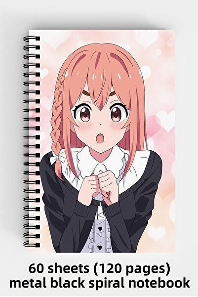 Anime Marketi دفتر ملاحظات بغلاف مقوى مقاس A5 بتصميم Anime Girl 120 ورقة