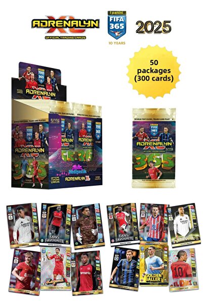 hediyecik Fifa 365 Adrenalyn XL 2025 Trading Card (50 Pack) Football Player C...