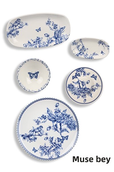 Miss Betty 22 Pieces Blue Life Breakfast Set for 6 Porcelain New