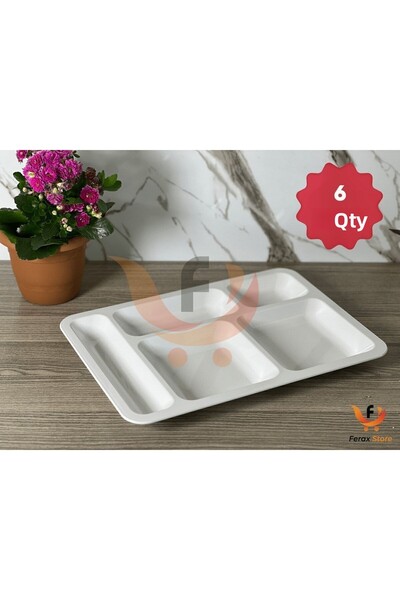 SUMAKS Polycarbonate Unbreakable Table D'hôte 5-Compartment Dining Hall Servi...