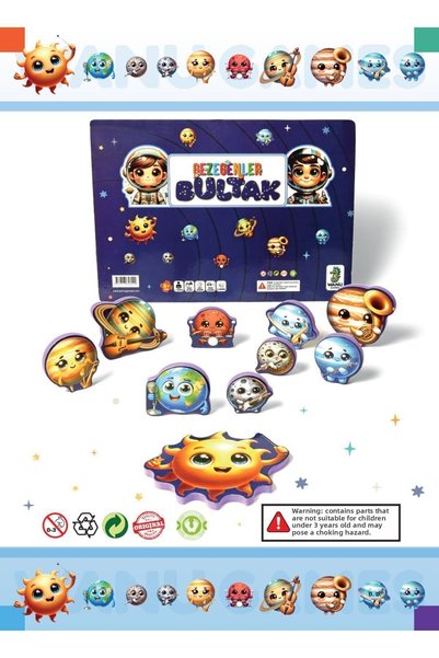 Wanu Games Montessori Educational Toy - Find Planets Plug Puzzle