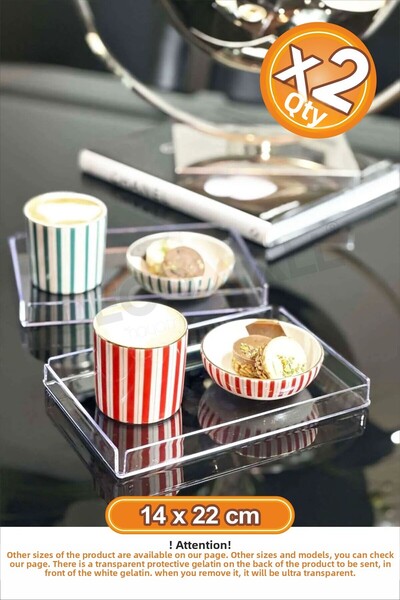 DECOMALL مجموعة من 2 صينية عرض زخرفية شفافة من زجاج شبكي بني مقاس 22 × 14 سم ...