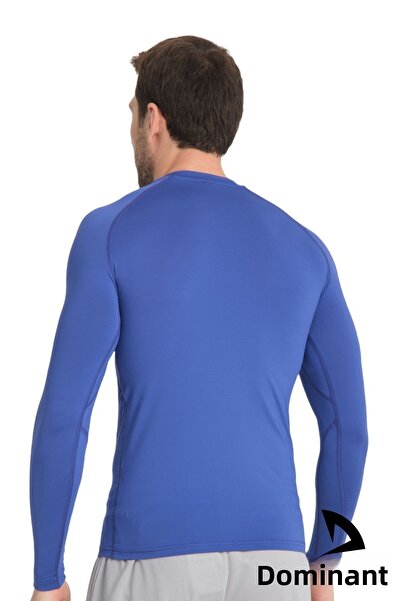 DOMİN SPOR Ανδρικό μακρυμάνικο μπλουζάκι Sax Blue Fit Compression Fitness Sports Body Tshirt
