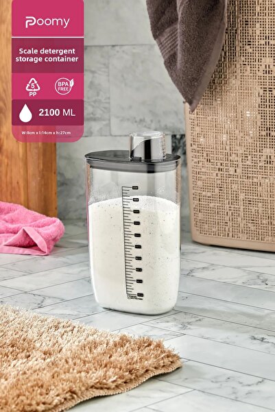 Poomy حاوية تخزين المنظفات المفرغة من الهواء - حاوية منظف ذات مقياس ذاتي مع غ...