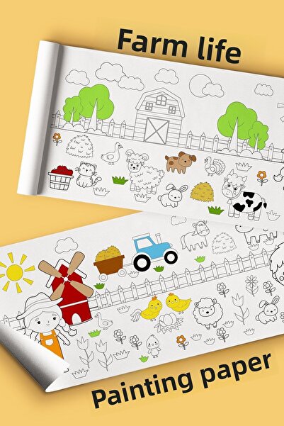 Enjoymydesign ورق تلوين عملاق لحياة المزرعة بطول 2.5 متر، لفة أنشطة للعطلات -...