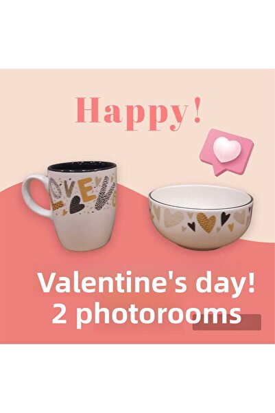 Keramika مجموعة أكواب ووعاء سحابية لعيد الحب من السيراميك مكونة من قطعتين