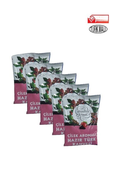 Abdullah Efendi قهوة تركية جاهزة بنكهة 100 جرام 5 قطع بنكهة الفراولة
