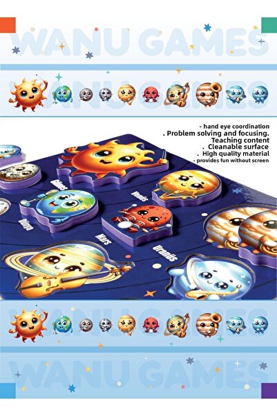 Wanu Games Montessori Educational Toy - Find Planets Plug Puzzle