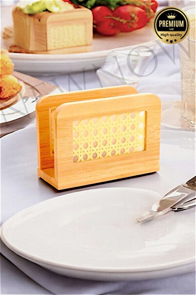 NEWNOW Bamboo Hazeran Table Top Napkin Holder, Bamboo Napkin Holder