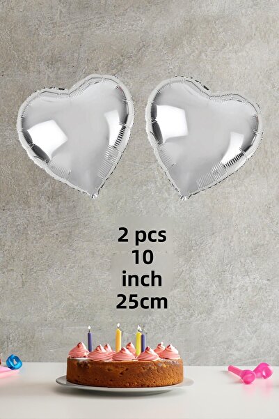 PEKSHOP بالون فويل فضي على شكل قلب 10 بوصة 25 سم 2 قطعة
