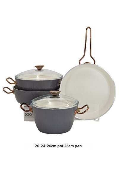 Bonera Diana 7 Piece CryStal Pot and Pan Set - Gold Handle, Zero fat