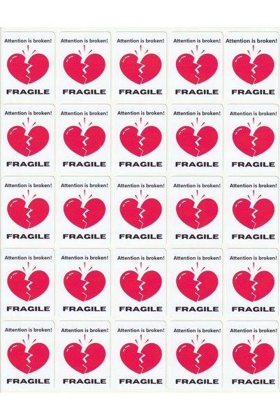 NUNUKİ Attention Breakable Broken Heart Sticker Set 4x5,5cm Fragile Cargo Label Warning Valentine's Day NSTI0078