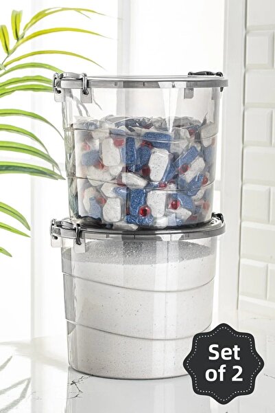 Nesto Home 7 Liter 2-Piece Round Handle Detergent Storage Box Container - Flour Pulses Container