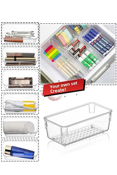 Meleni Home Drawer Organizer, Modular Storage Container - Makeup Jewelry Organizer - 15 X 7.5 cm
