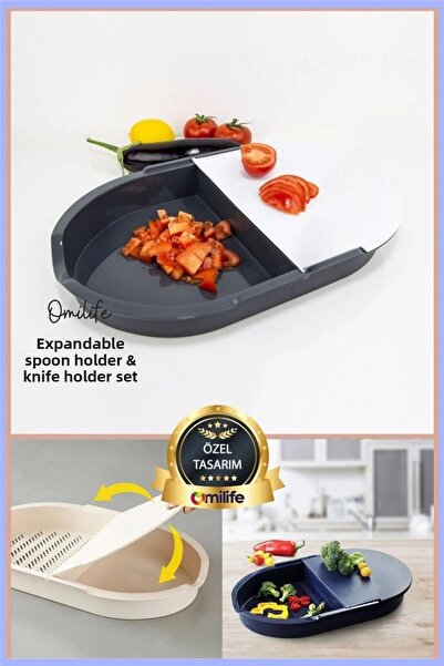omilife Double Chamber Multifunctional Cutting Board Kitchen Helper Chopping Fruit, Vegetable and Food