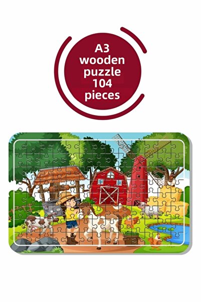 LİPYOS لغز حيوانات المزرعة والمزرعة A3 مكون من 104 قطعة، لعبة، منشار قطع