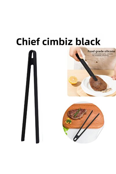 sengenegel Black Silicone Practical Tweezers Tongs Cooking Tweezers Steel Ton...