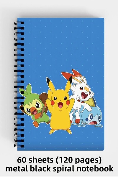 Anime Marketi بوكيمون ديزاين A5 دفتر بغلاف صلب حلزوني 120 ورقة