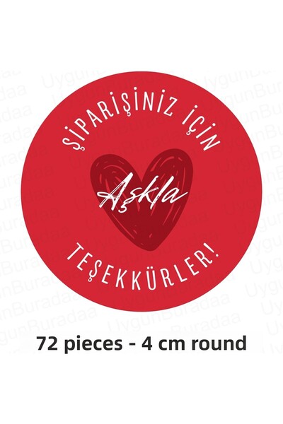 Atölye7Tasarım 72 bucăți 4 cm roșu Mulțumesc pentru etichetă autocolantă rotu...