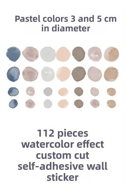 ENGINPRINT 112 Piece Pastel Watercolor Wall Sticker Set