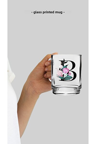 Bytwo TRANSPARENT GLASS CUP WITH LETTER B