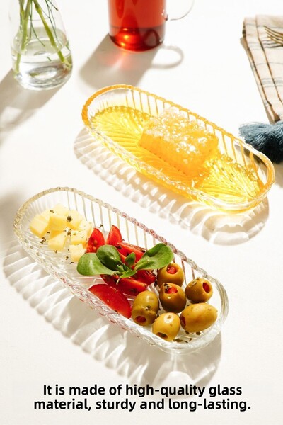 Vienev Set of 2 Small Glass Boat Plates