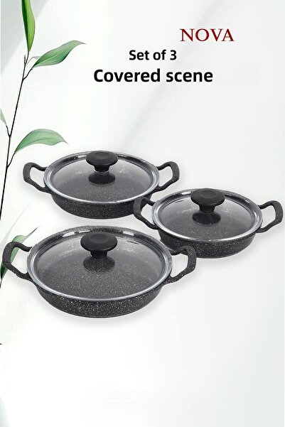 COOK KİTCHEN Nova 3-Piece Saucepan Set with Lid