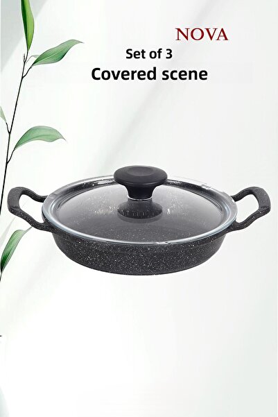 COOK KİTCHEN Nova 3-Piece Saucepan Set with Lid