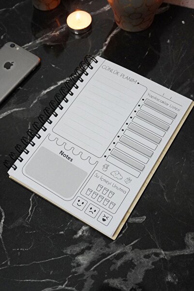 markcat دفتر خطة خشبي على شكل قلب للدراجة - مخطط يومي مقاس A5