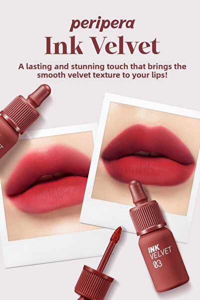 PERIPERA High Pigmented Peripera Ink Velvet - Velvet Look, Lasting Tint All Day (3 Red Only)