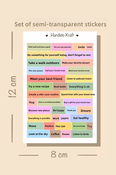 Handeto Kraft Σετ αυτοκόλλητων ημιδιαφανών εικονιδίων, αυτοκόλλητα, για σημει...