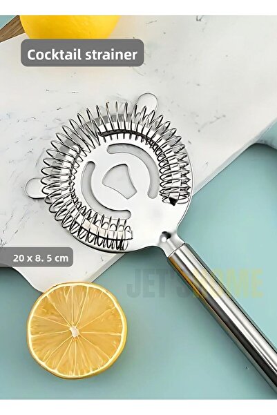 Jet's Home مصفاة كوكتيل ستانلس - شريط فولاذي، مع فتحة تعليق، نادل، 20x8.5 سم