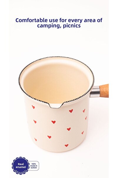 EMAYlab Cupid Enamel Wooden Handle Coffee Pot (500ml-6 People)