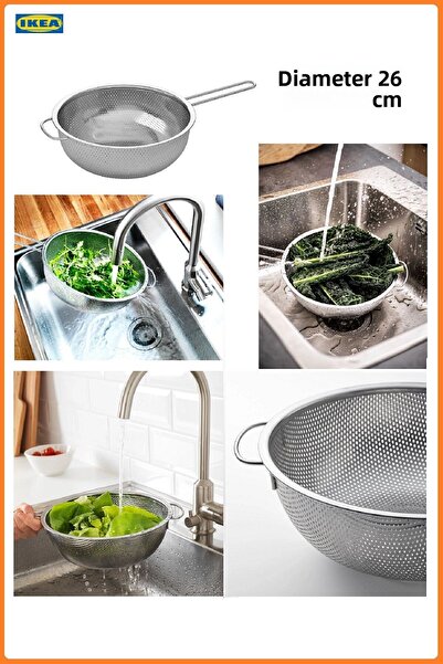 IKEA Stainless Steel, Footed Colander Strainer, Diameter 25 cm